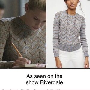 Free People Chevron Knit Sweater - Gray and Tan